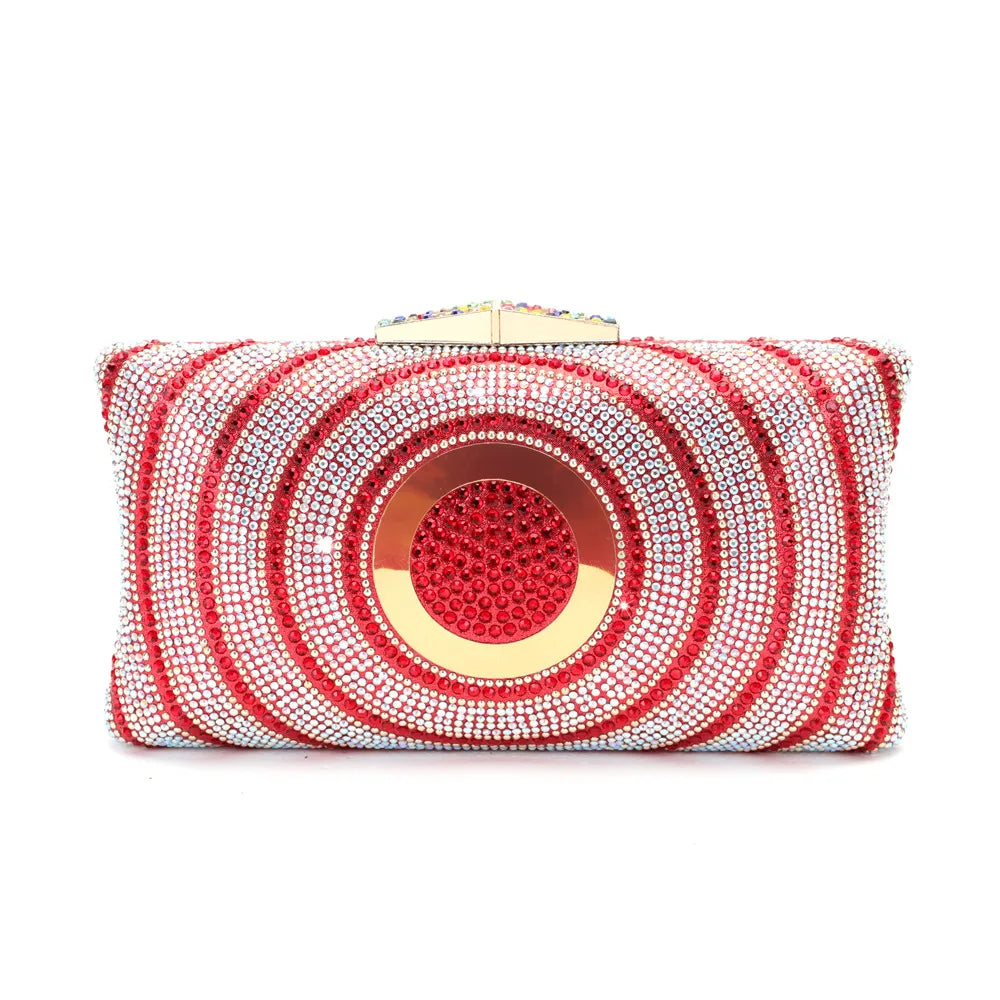 Colorful Circle Pattern Birthday Gift Girl Bags Woman Wedding Bridal Dinner Purse Diamond Evening Bag Crystal Party Prom Handbag