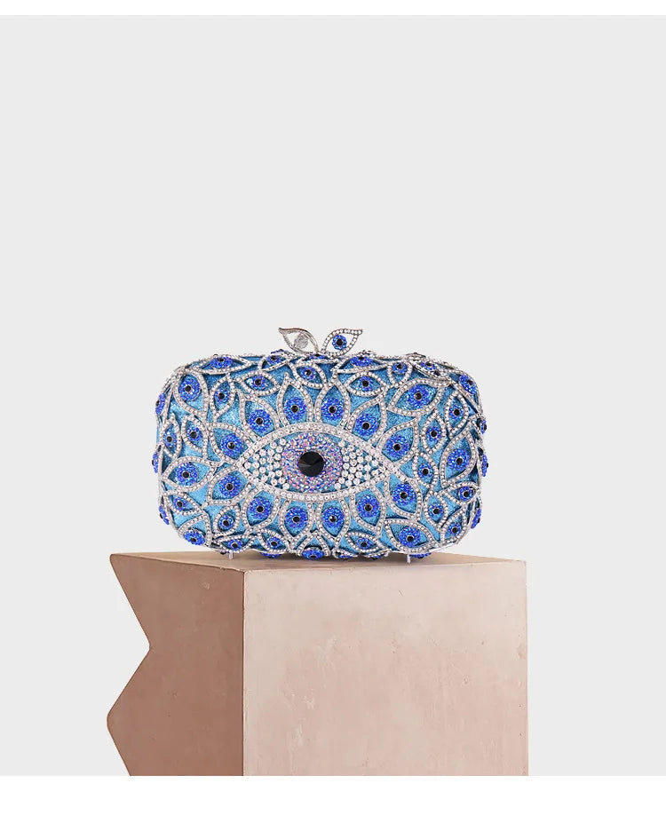 Colorful Evil Eyes Woman Crystal Clutch Bags For Female Party Banquet Cocktail Diamond Evening Purse Lady Luxury Fashion Handbag
