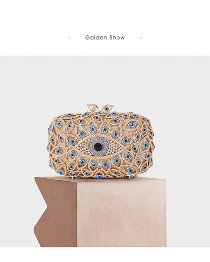 Colorful Evil Eyes Woman Crystal Clutch Bags For Female Party Banquet Cocktail Diamond Evening Purse Lady Luxury Fashion Handbag