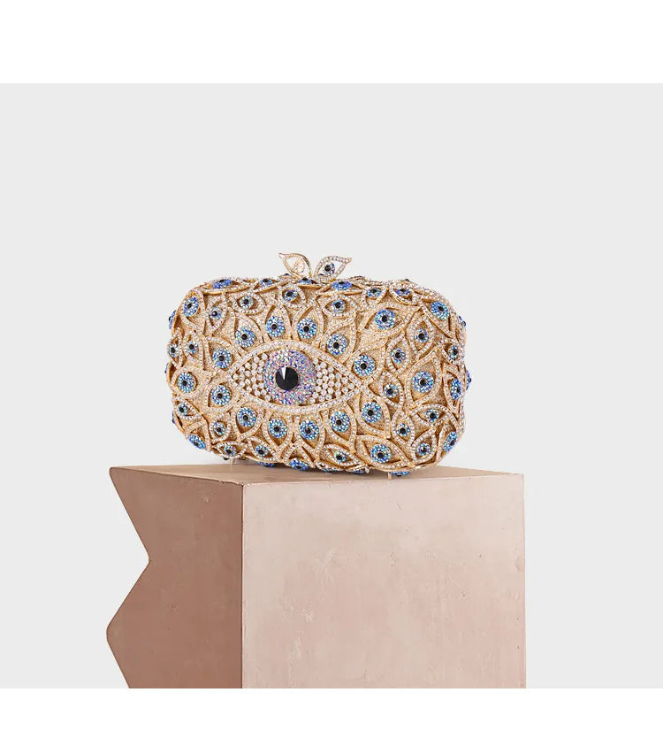 Colorful Evil Eyes Woman Crystal Clutch Bags For Female Party Banquet Cocktail Diamond Evening Purse Lady Luxury Fashion Handbag