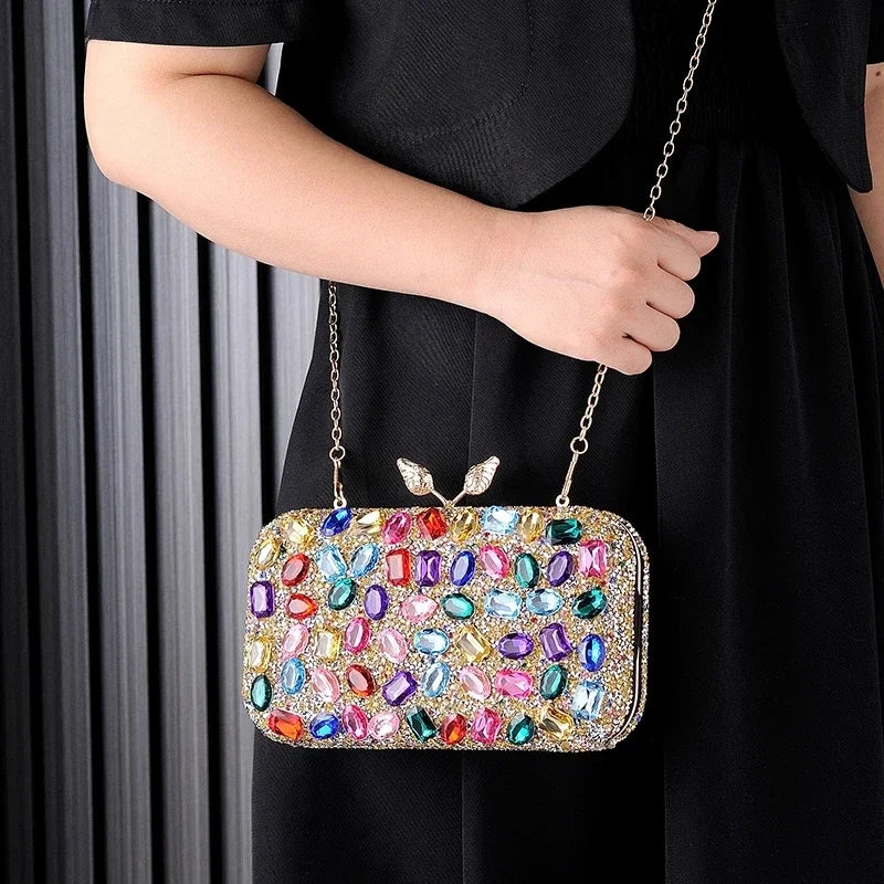 Colorful Handbag for Women Party Wedding Purses Luxury Designer Crossbody Bag 2024 Brands Phone Bag Jewel Diamond Clutch Evening