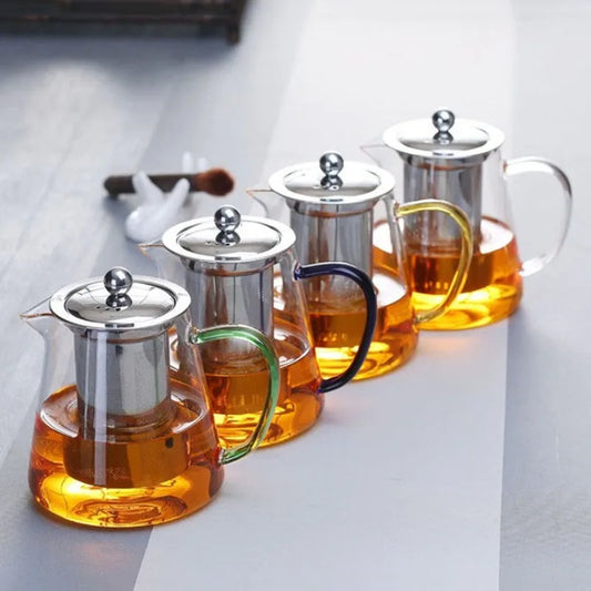 Colorful Heat-resistant Glass Teapot 550ml with Filtertea Pot Can Be Heated Directly on Fire Strainer Heat Coffee Pot Kettle