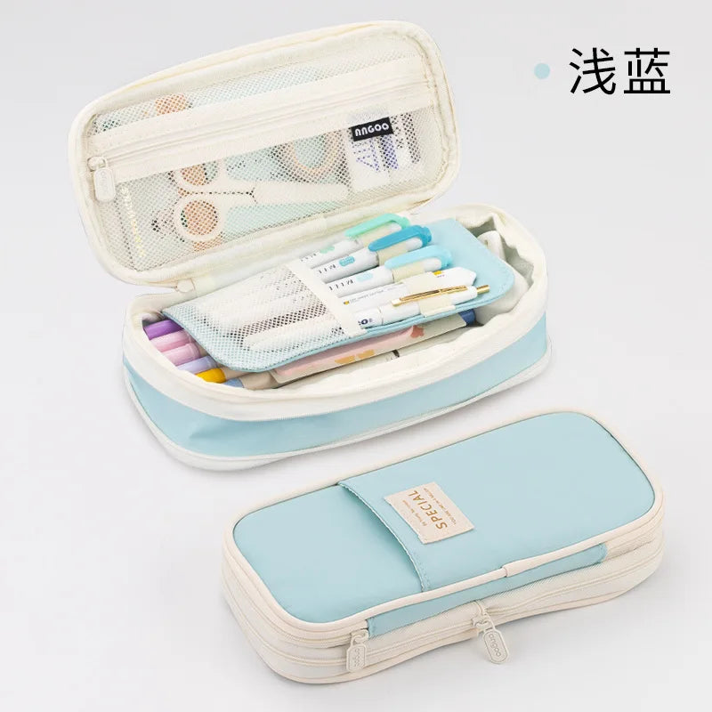 Colorful Large Storage Pencil Case Pen Bag with Zipper Big Capacity Pouch Organizer for Office Travel Holder Box