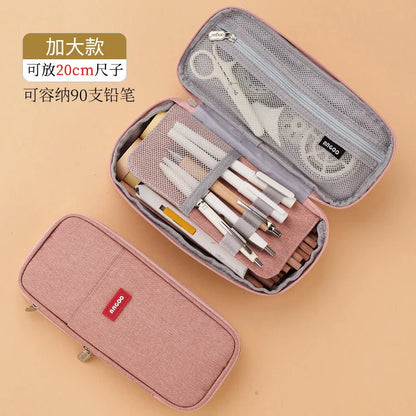 Colorful Large Storage Pencil Case Pen Bag with Zipper Big Capacity Pouch Organizer for Office Travel Holder Box