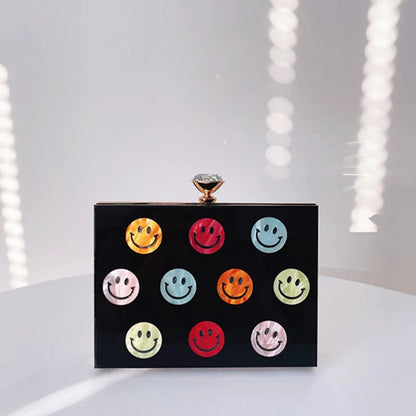 Colorful Pattern Lips Smile Woman Handbag Wedding Bridal Cocktail Birthday Party Purse Female Prom Dinner Elegant Evening Bag