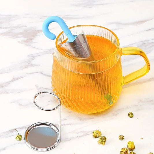 Colors Umbrella Shape Tea Infuser Silicone Stainless Steel Herbal Spice Strainer Filter Mesh Tea Maker Teapot Tool Teaweare