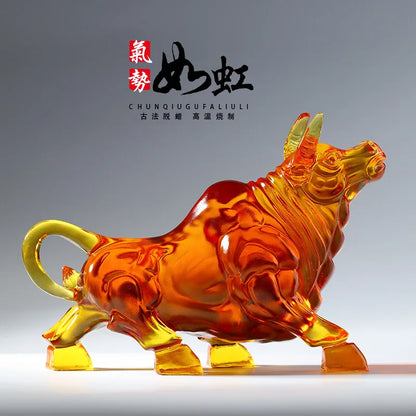 Coloured Glaze Bull Ornament Home Crafts Decoration