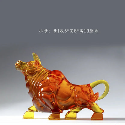 Coloured Glaze Bull Ornament Home Crafts Decoration
