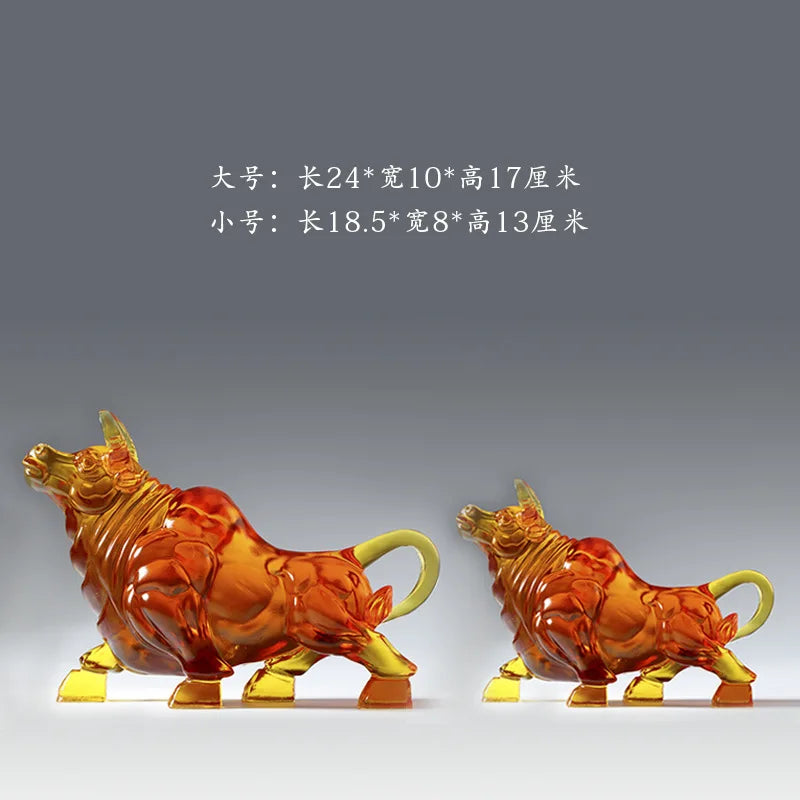 Coloured Glaze Bull Ornament Home Crafts Decoration
