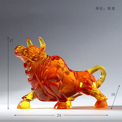 Coloured Glaze Bull Ornament Home Crafts Decoration