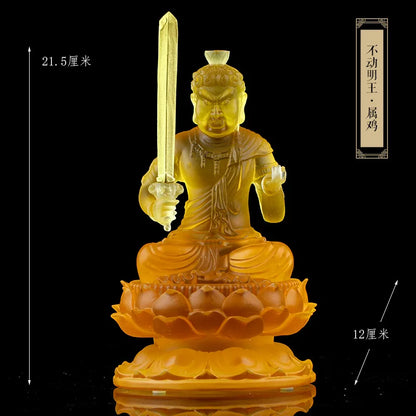Coloured Glaze Eight Patronus Zodiac Buddha Manjusri Boddisattva Samantabhadra Buddha Statue Ornament Buddhist Hall Worship