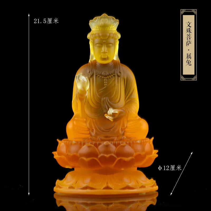 Coloured Glaze Eight Patronus Zodiac Buddha Manjusri Boddisattva Samantabhadra Buddha Statue Ornament Buddhist Hall Worship