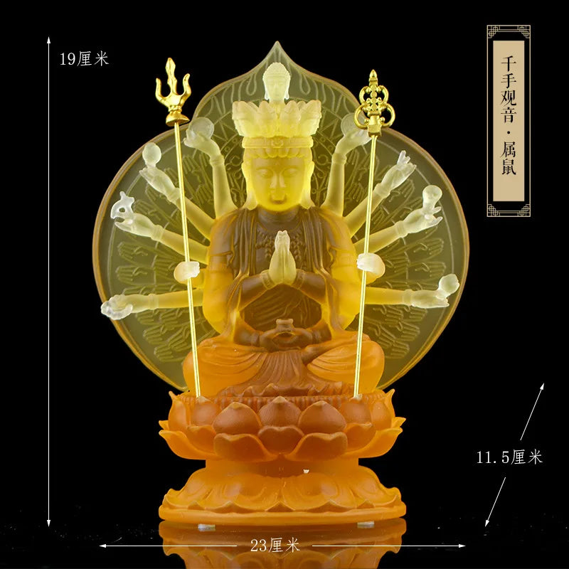 Coloured Glaze Eight Patronus Zodiac Buddha Manjusri Boddisattva Samantabhadra Buddha Statue Ornament Buddhist Hall Worship