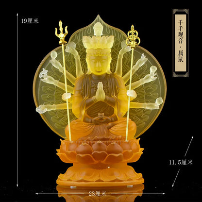 Coloured Glaze Eight Patronus Zodiac Buddha Manjusri Boddisattva Samantabhadra Buddha Statue Ornament Buddhist Hall Worship