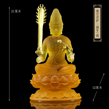 Coloured Glaze Eight Patronus Zodiac Buddha Manjusri Boddisattva Samantabhadra Buddha Statue Ornament Buddhist Hall Worship