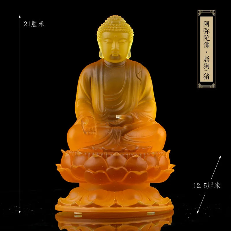 Coloured Glaze Eight Patronus Zodiac Buddha Manjusri Boddisattva Samantabhadra Buddha Statue Ornament Buddhist Hall Worship