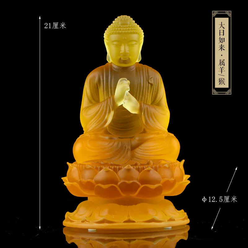 Coloured Glaze Eight Patronus Zodiac Buddha Manjusri Boddisattva Samantabhadra Buddha Statue Ornament Buddhist Hall Worship