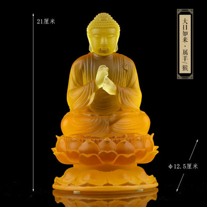 Coloured Glaze Eight Patronus Zodiac Buddha Manjusri Boddisattva Samantabhadra Buddha Statue Ornament Buddhist Hall Worship