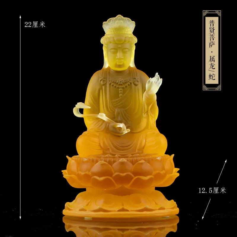 Coloured Glaze Eight Patronus Zodiac Buddha Manjusri Boddisattva Samantabhadra Buddha Statue Ornament Buddhist Hall Worship