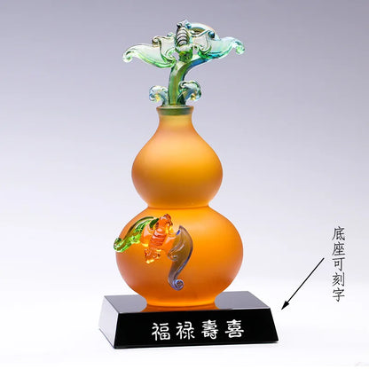 Coloured Glaze Gourd Ornament Meaning Longevity Healthy Body Elder Birthday Gift