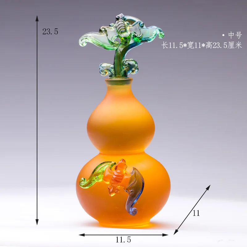 Coloured Glaze Gourd Ornament Meaning Longevity Healthy Body Elder Birthday Gift