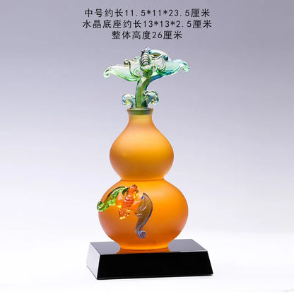Coloured Glaze Gourd Ornament Meaning Longevity Healthy Body Elder Birthday Gift