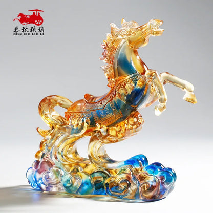 Coloured Glaze Horse Ornament Crafts Decoration Gift
