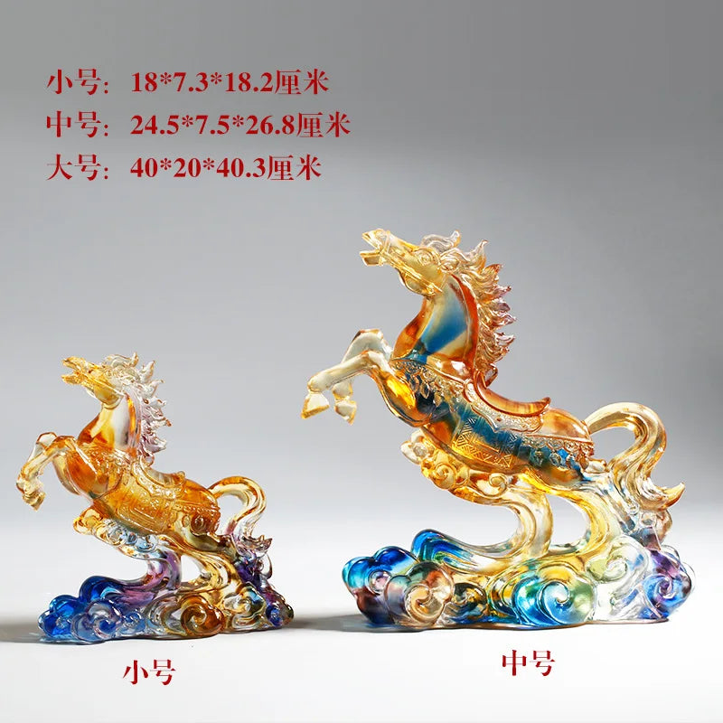 Coloured Glaze Horse Ornament Crafts Decoration Gift