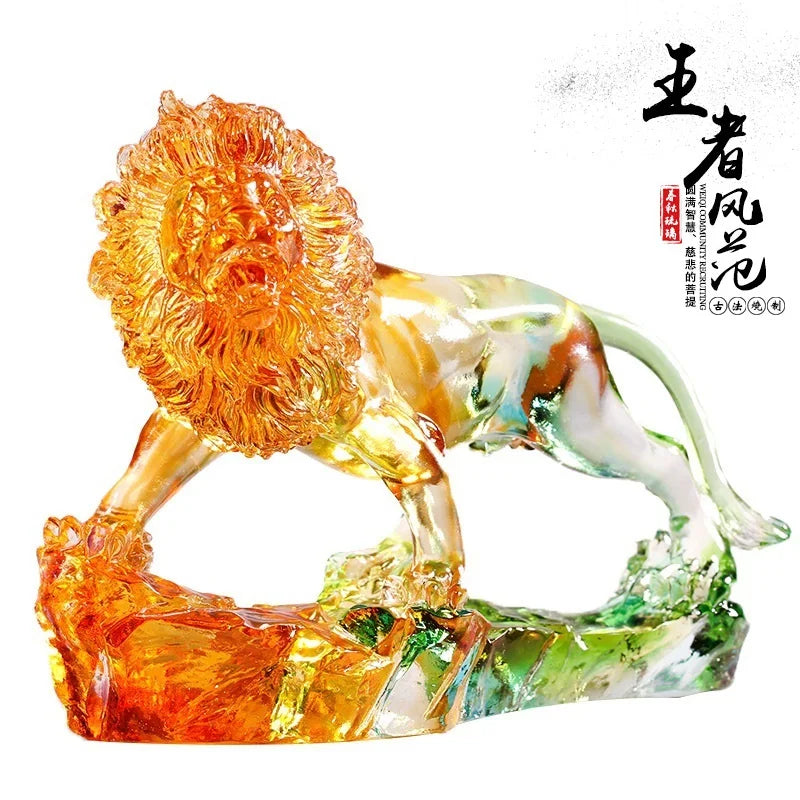 Coloured Glaze Lion Ornament Home Decorations Crafts Gift King Style