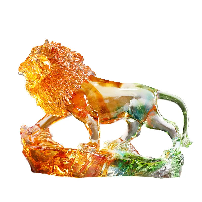 Coloured Glaze Lion Ornament Home Decorations Crafts Gift King Style