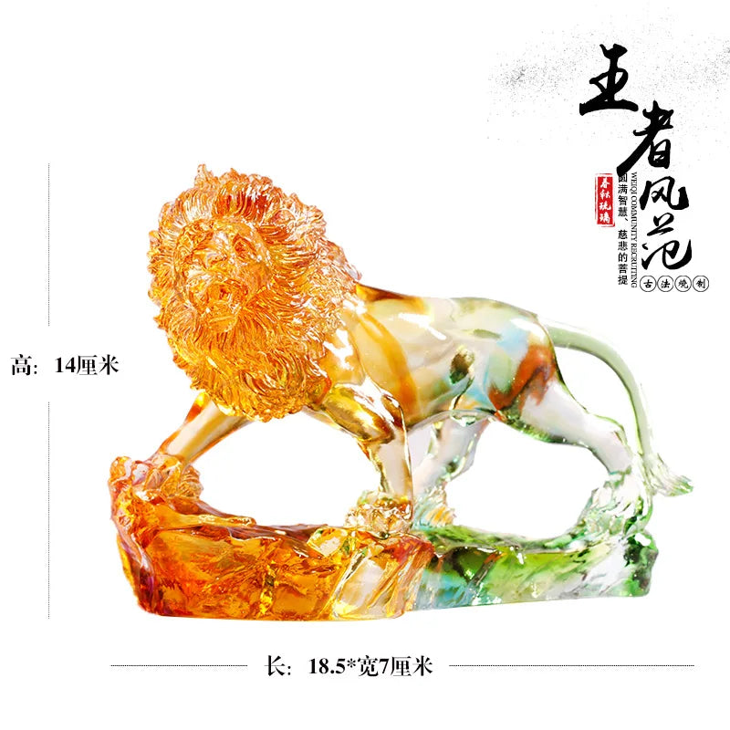 Coloured Glaze Lion Ornament Home Decorations Crafts Gift King Style