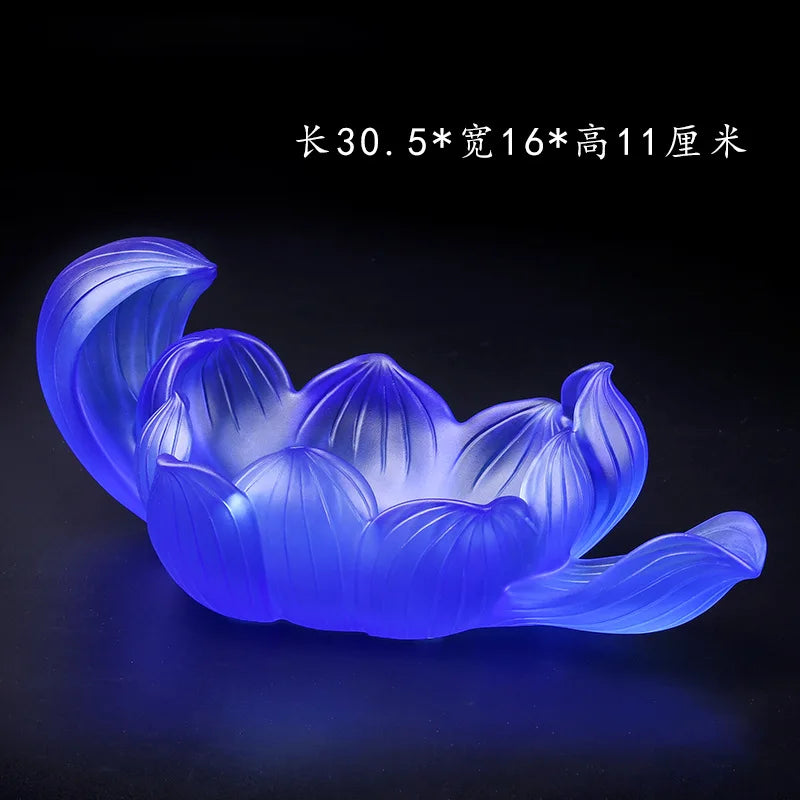 Coloured Glaze Lotus Seat Ornament Zen Base Medicine Buddha Statue Home Buddhist Hall Worship Temple