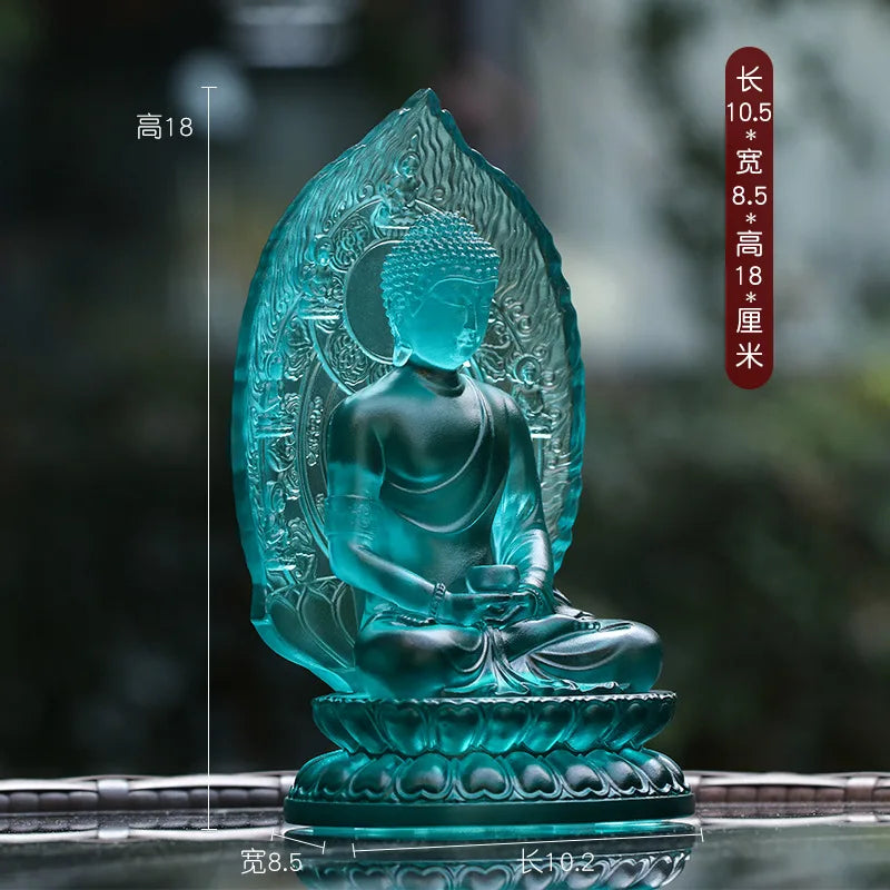 Coloured Glaze  Medicine Buddha Ornament Buddhism Statue Of King Of Light Worship At Home Crafts