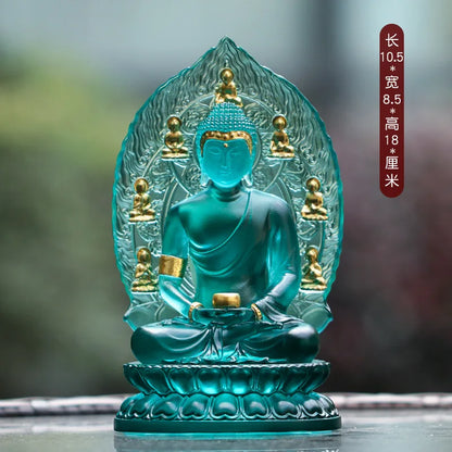 Coloured Glaze  Medicine Buddha Ornament Buddhism Statue Of King Of Light Worship At Home Crafts