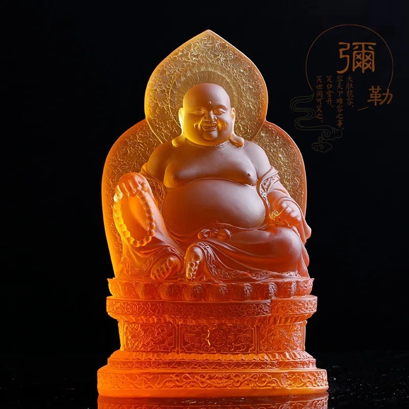 Coloured Glaze Pot Belly Maitreya Buddha Shakyamuni  Cloth Bag Monk Worship Home Decoration Buddha Of The Future Supplies Temple