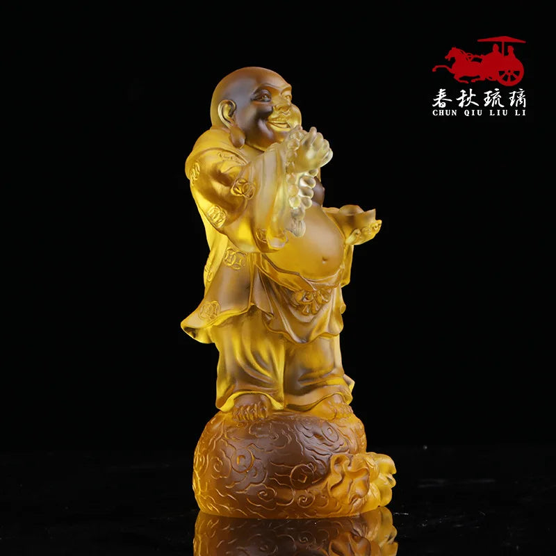 Coloured Glaze Pot Belly Maitreya Buddha Shakyamuni  Cloth Bag Monk Worship Home Decoration Buddha Of The Future Supplies Temple