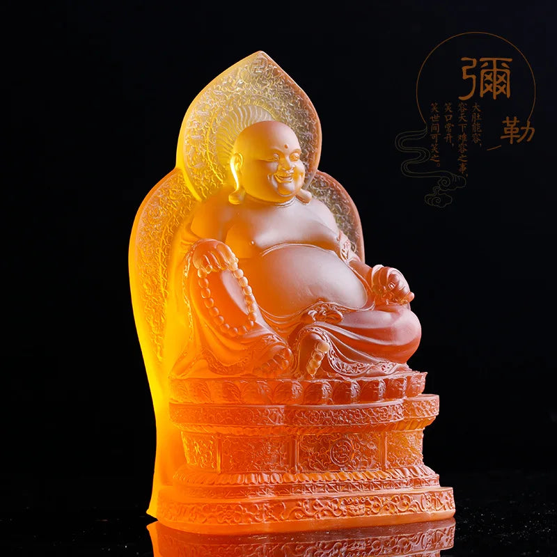 Coloured Glaze Pot Belly Maitreya Buddha Shakyamuni  Cloth Bag Monk Worship Home Decoration Buddha Of The Future Supplies Temple