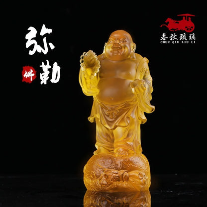 Coloured Glaze Pot Belly Maitreya Buddha Shakyamuni  Cloth Bag Monk Worship Home Decoration Buddha Of The Future Supplies Temple