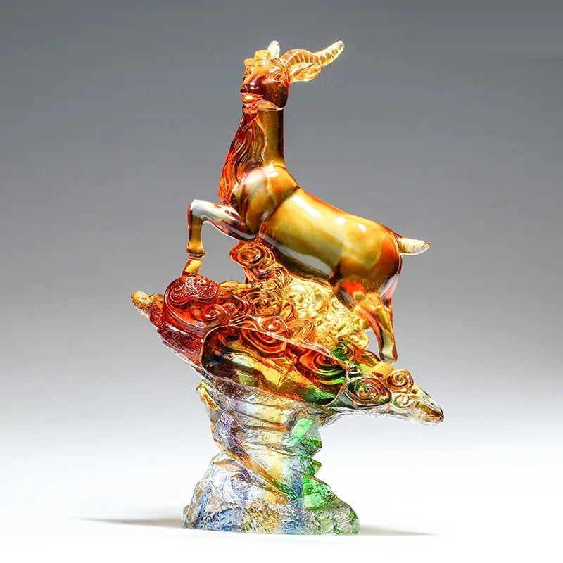 Coloured Glaze Sheep Ornament Gift Sanyang Kaitai Auspicious Crafts Home Decoration