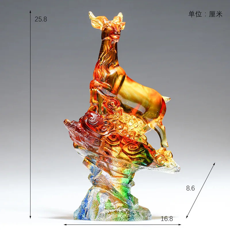 Coloured Glaze Sheep Ornament Gift Sanyang Kaitai Auspicious Crafts Home Decoration