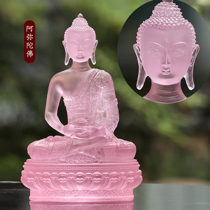 Coloured Glaze Three Treasures Buddha Tantra Shakyamuni Amitabha Medicine Buddha Ornament Buddha Statue Home Worship
