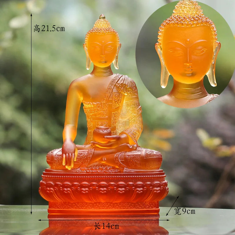 Coloured Glaze Three Treasures Buddha Tantra Shakyamuni Amitabha Medicine Buddha Ornament Buddha Statue Home Worship
