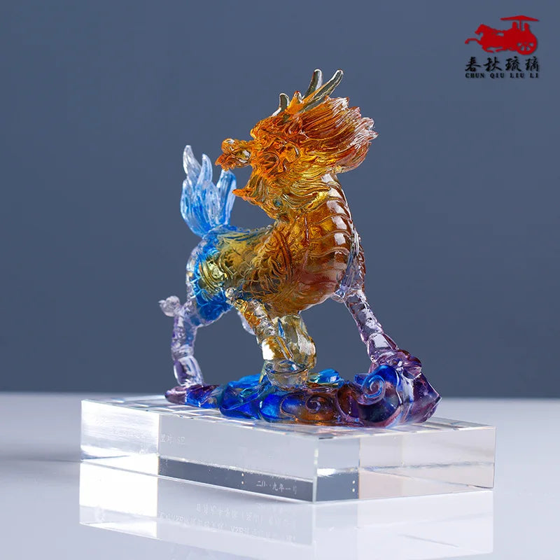Coloured Glazed unicorn ornaments to pray for blessings and blessings kirin Chinese dragon kylin