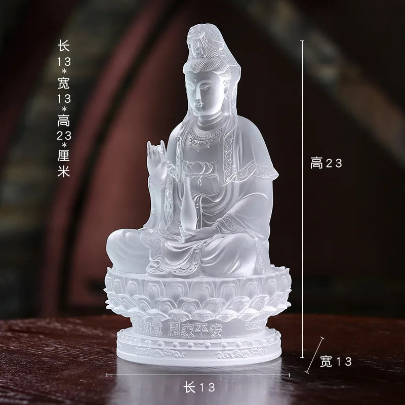 Coloured glaz Guanyin Bodhisattva golden boy and girl Buddha statue ornament worship household lucky fortune boy and dragon girl