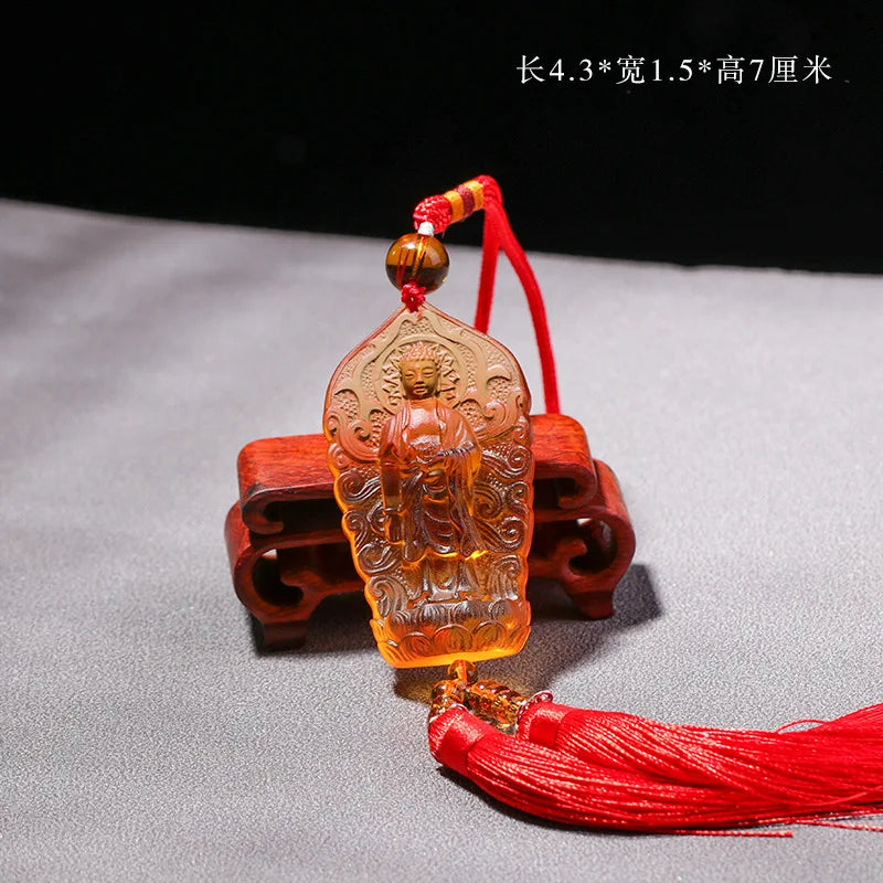 Coloured glaze Amitabha Car pendant Glass Buddha The Buddha of Infinite Light Statue Ornaments gift Crafts