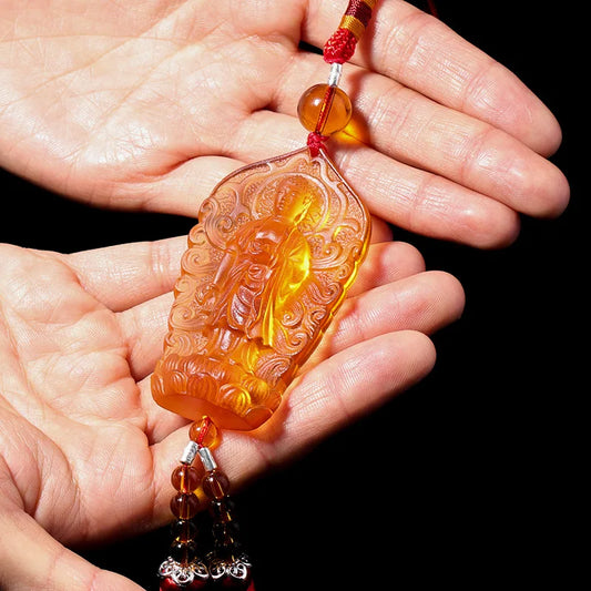 Coloured glaze Amitabha Car pendant Glass Buddha The Buddha of Infinite Light Statue Ornaments gift Crafts