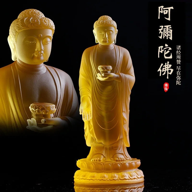 Coloured glaze Amitabha Worship Standing Ornament Crafts
