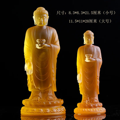 Coloured glaze Amitabha Worship Standing Ornament Crafts