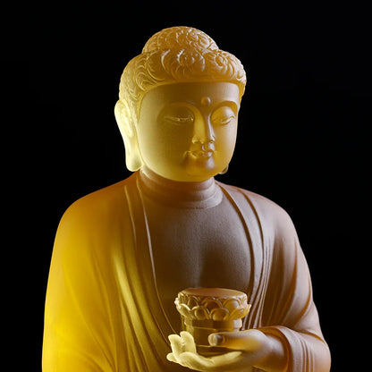 Coloured glaze Amitabha Worship Standing Ornament Crafts