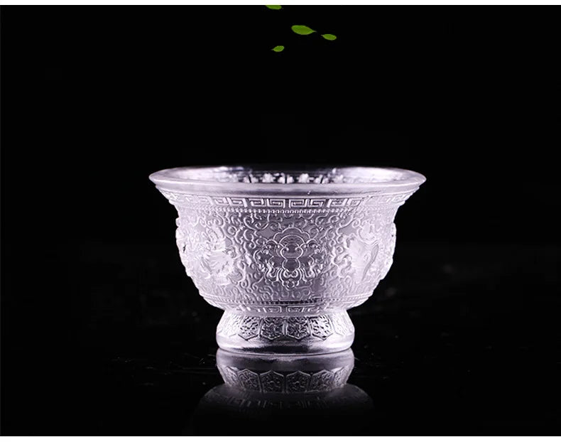 Coloured glaze Auspicious Water Supply Cup Buddhist Temple and Talisman Buddha decorations Seven-color optional Buddha tools